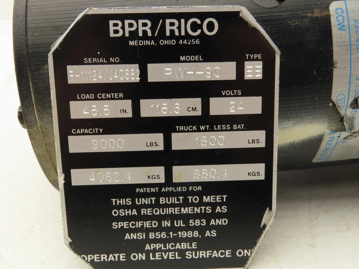 John S Barnes 220 0871 Hydraulic Pump Motor 24VDC Off Rico PWH-90