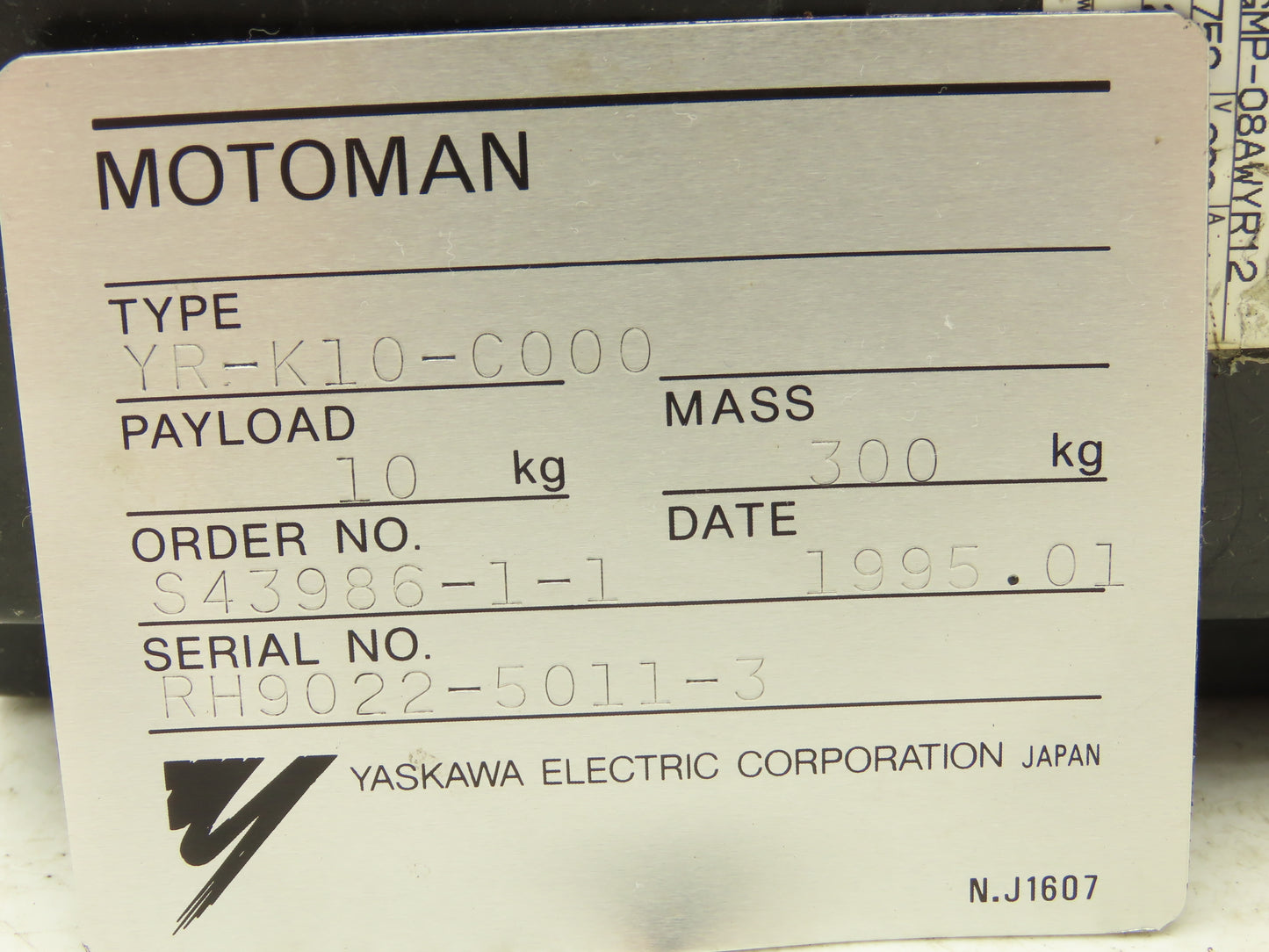 Yaskawa SGMP-08AWYR12 AC Servo Motor 750W 200V 3000RPM