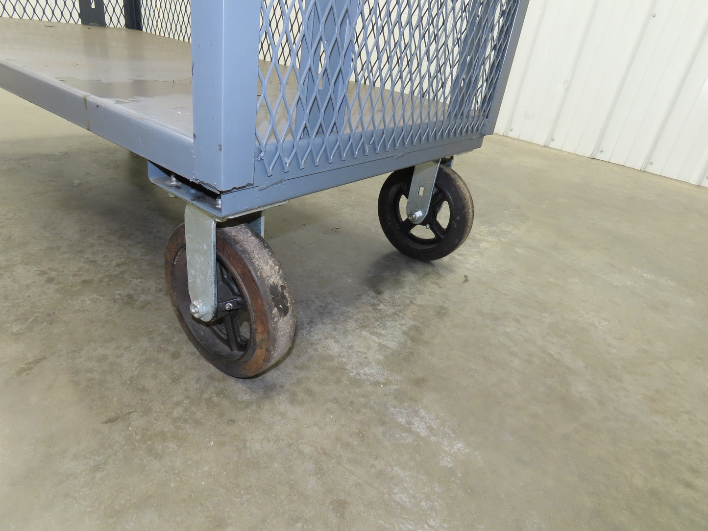 Jamco Mesh Box Truck 3 Sided Single Shelf Dolly Cart 48x24" 12 gauge Steel
