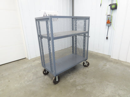 Jamco Mesh Box Truck 3 Sided Single Shelf Dolly Cart 48x24" 12 gauge Steel