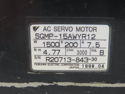 Yaskawa SGMP-15AWYR12 AC Servo Motor 1500 W 200V 7.5 A