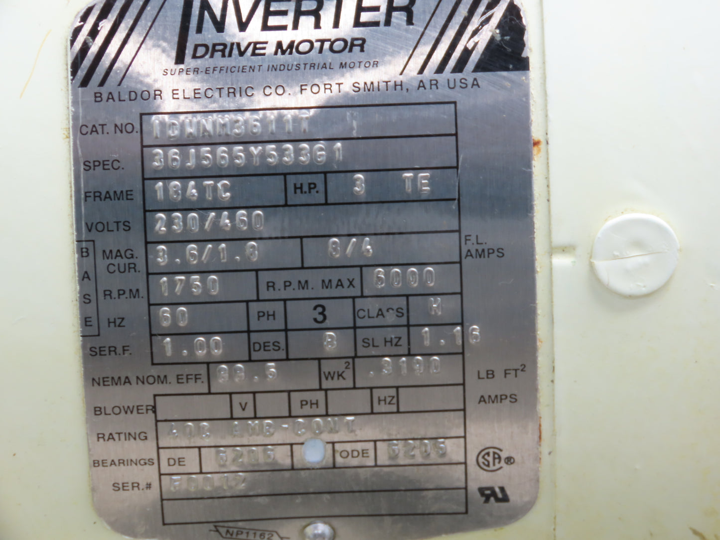 Moyno 6FH4SJM3FAA Progressive Cavity Rotor Pump Sanitary 3Hp 3PH *Bad Stator*