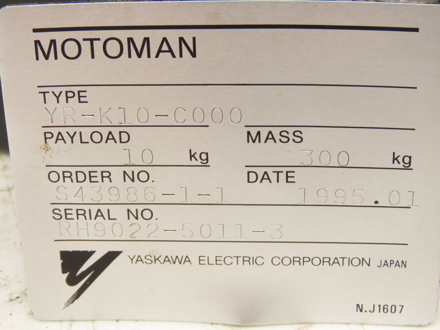 Motoman 130967-2 Robotic Welding Wire Feeder Removed From Yaskawa YR-K10-C0000