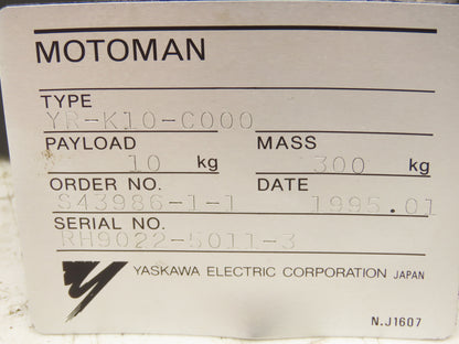 Motoman 130967-2 Robotic Welding Wire Feeder Removed From Yaskawa YR-K10-C0000