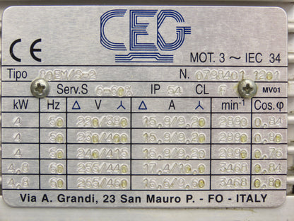 CEG 80EM/S-2 Induction Asynchronous AC Motor 4.8kW 3468rpm 230/460V 3PH 80 Frame