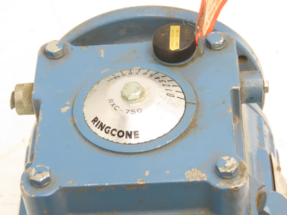 Nidec Shimpo RXC-750 Ringcone Inline Gearbox 0-18 RPM Adjustable Speed .75Hp 56C