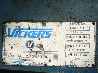 Vickers Hydraulic Power Unit 60 Gallon 21gpm 2500psi 15Hp 230/460V 3PH