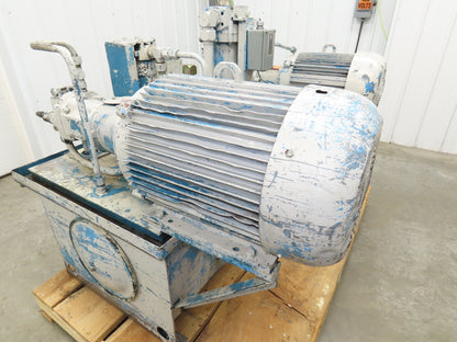 Vickers Dual Hydraulic Power Unit 100 Gal 19gpm x 2 3000psi 15&30Hp 230/460V 3PH