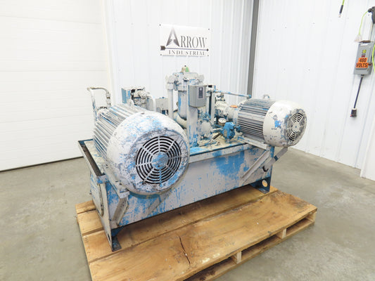 Vickers Dual Hydraulic Power Unit 100 Gal 19gpm x 2 3000psi 15&30Hp 230/460V 3PH