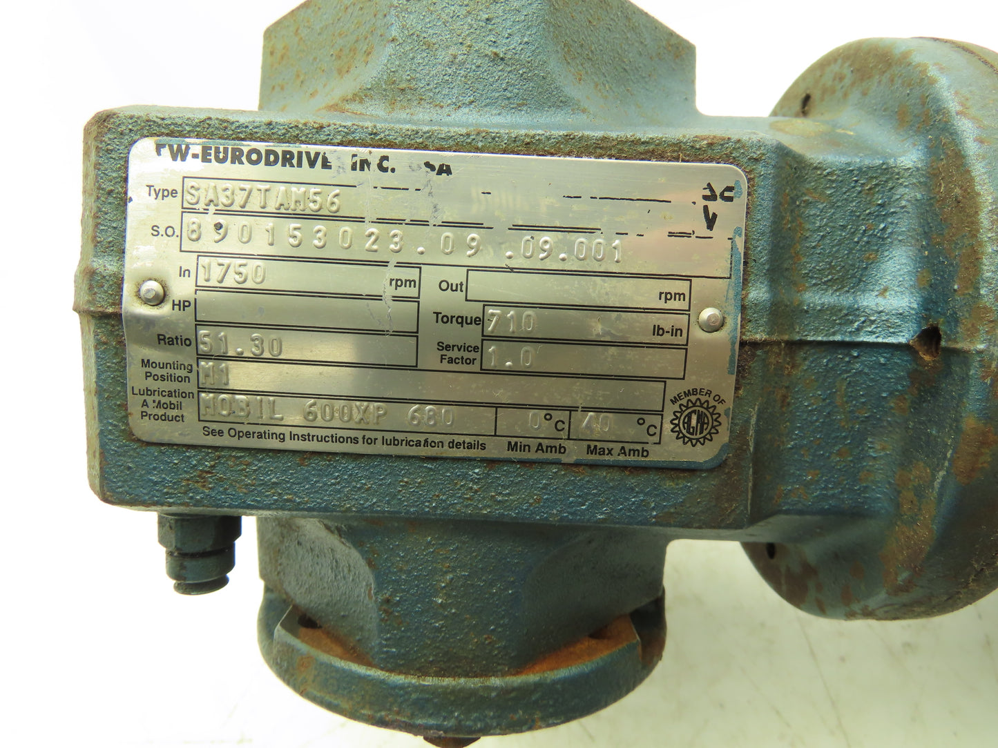 Sew-Eurodrive SA37TAM56 Gearbox for Gearmotor 51.3:1 Reducer 34rpm Hollow 56C