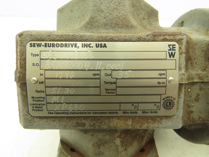Sew-Eurodrive SA37TAM56 Gearbox for Gearmotor 51.3:1 Reducer 34rpm Hollow 56C