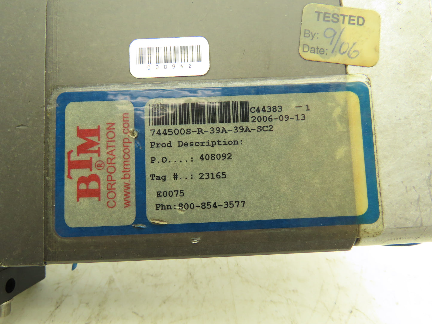 BTM C44383-12006-09-13 Pneumatic Power Clamp w Proximity Sensor