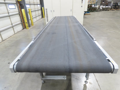 Habasit 38"x 11' 6" Slider Bed Conveyor 33.5"W Grip Belt 220V 3PH 5FPM