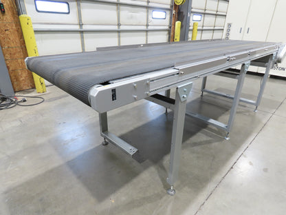 Habasit 38"x 11' 6" Slider Bed Conveyor 33.5"W Grip Belt 220V 3PH 5FPM
