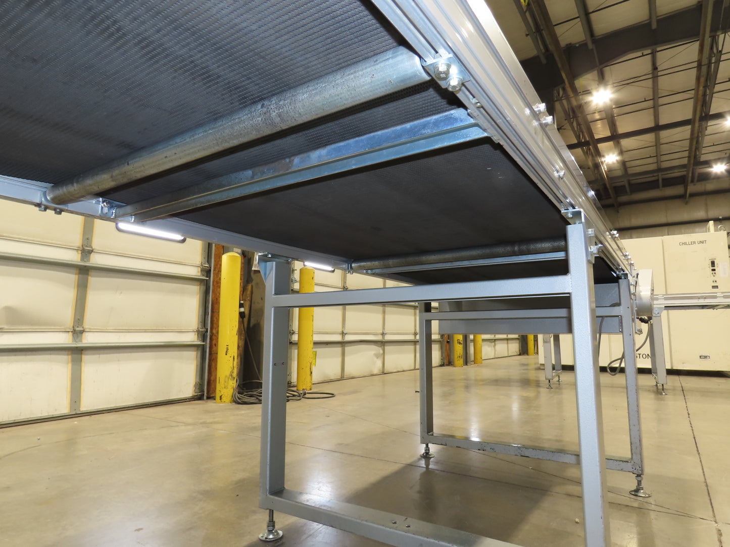 Habasit 38"x 11' 6" Slider Bed Conveyor 33.5"W Grip Belt 220V 3PH 5FPM