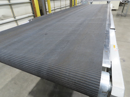 Habasit 38"x 11' 6" Slider Bed Conveyor 33.5"W Grip Belt 220V 3PH 5FPM