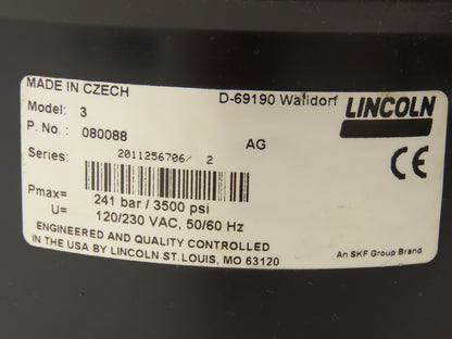 Lincoln 080088 Model 3 Electric Grease Lubricator Pump 120/240VAC 8-Liter