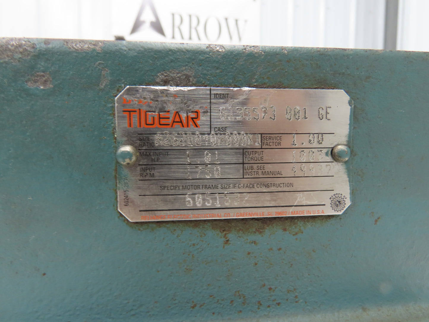 Dodge A262B010N000K1 Tigear Worm Gearbox 10:1 Reducer 175rpm 1.01Hp LH 56C