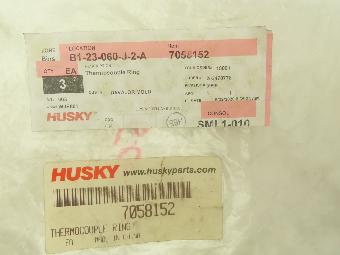 Husky 7058152 Injection Molding Thermocouple Nozzle Heater Ring Lot of 3