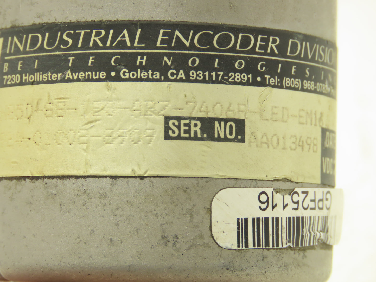 BEI Industrial H25D-SS-120-AR7-7406R-LED-EM16 Rotary Encoder 5VDC 3/8" Shaft