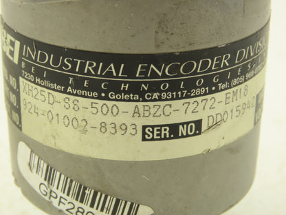 BEI Industrial XH25D-SS-500-ABZC-7272-EM18 Rotary Encoder 5-24VDC 3/8" Shaft