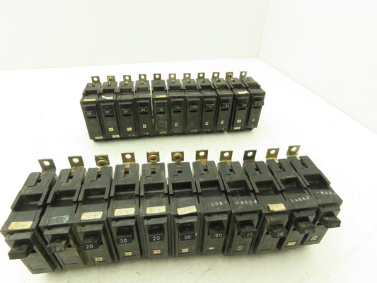 General Electric TQB1120 Circuit Breaker 1-Pole 20A Bolt-On 120/240V Lot of 22