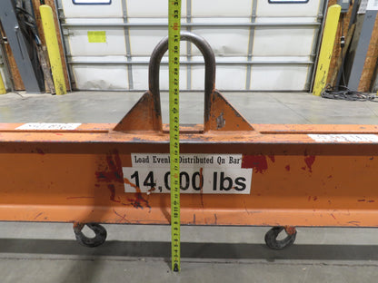14000 Lb Rigging Lifting Beam Spreader Bar 8-Hook 200" Spread Center Lift