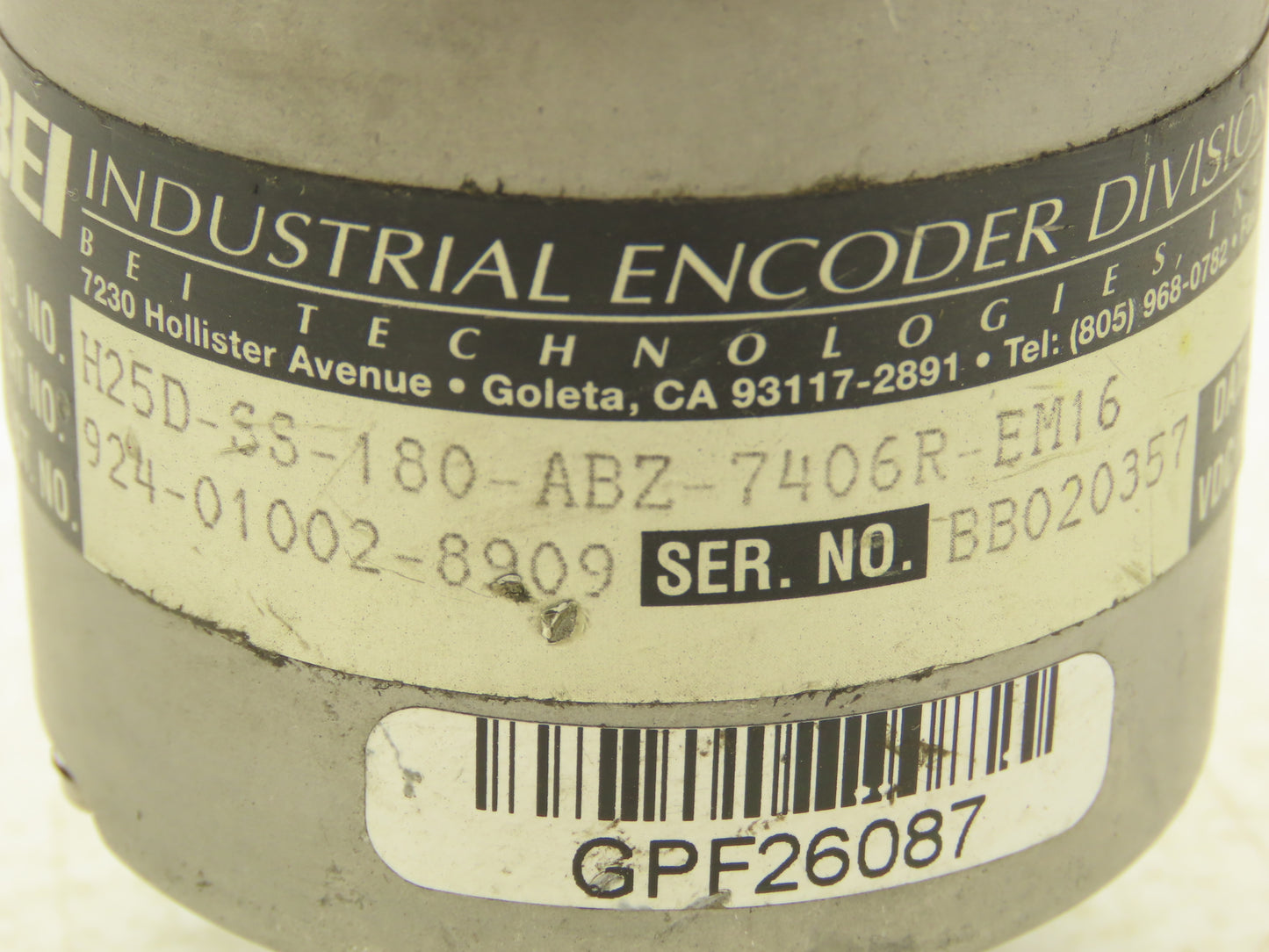 BEI Industrial H25D-SS-180-ABZ-7406R-EM16 Rotary Encoder 5V 3/8" Shaft