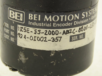 BEI Industrial H25E-SS-2000-ABZC-8800-LED-EM18 Rotary Encoder 5V 3/8" Shaft