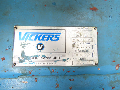 Vickers Hydraulic Power Unit 60 Gallon 21 GPM 3000 PSI 15Hp 230/460V 3PH
