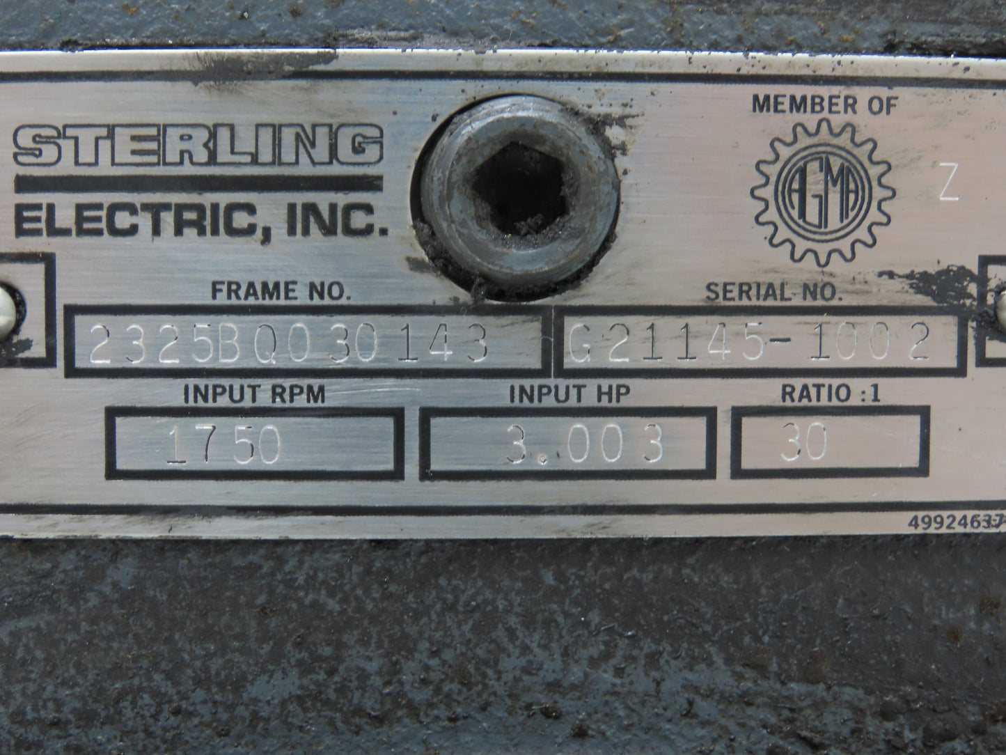 Sterling Electric 2325BQ030143 Worm Gearbox 30:1 Reducer 3Hp 58rpm 140TC RH