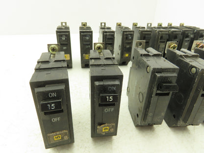 General Electric THQB115 Circuit Breaker 1-Pole 15Amp Bolt-In 120/240V Lot of 17
