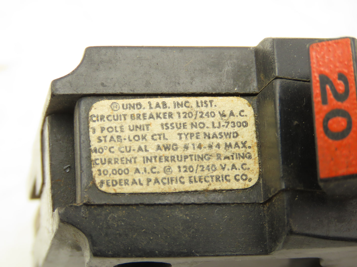 Federal Pacific Circuit Breaker 20 Amp Single Pole 120/240V Lot of 17