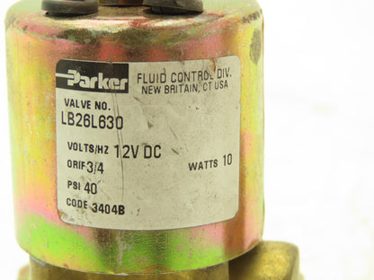 Parker LB26L630 Solenoid Valve 2-Way Skinner 12VDC 3/4" NPT 40psi Lot of 4
