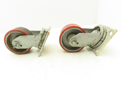 4" Caster Wheel Poly/Cast Swivel Base 2" Wide 5-1/2" Height Lot of 2