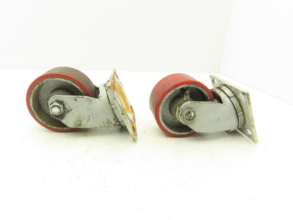 4" Caster Wheel Poly/Cast Swivel Base 2" Wide 5-1/2" Height Lot of 2