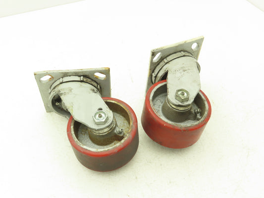4" Caster Wheel Poly/Cast Swivel Base 2" Wide 5-1/2" Height Lot of 2