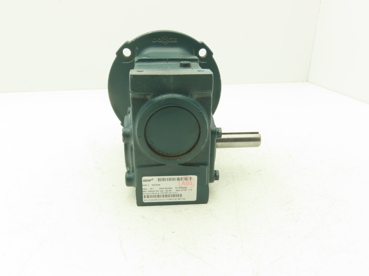Dodge 15Q10L56 Tigear 2 Worm Gearbox 10:1 Reducer 175rpm 1.13Hp LH 56C