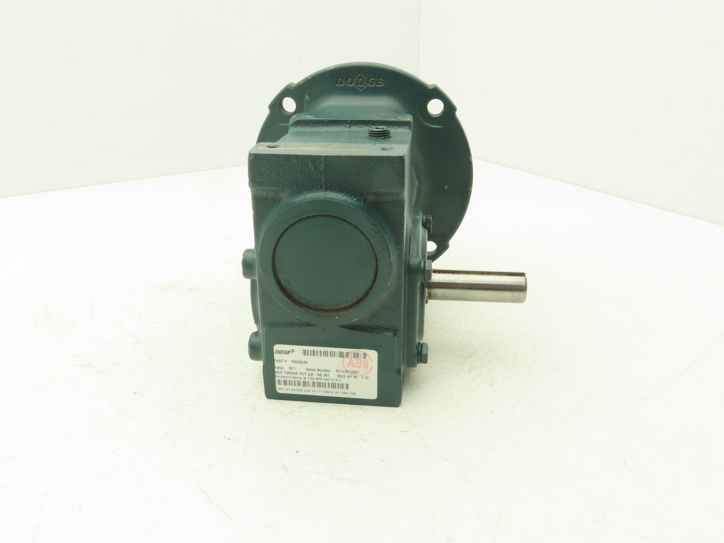 Dodge 15Q10L56 Tigear 2 Worm Gearbox 10:1 Reducer 175rpm 1.13Hp LH 56C