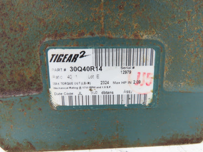 Dodge 30Q40R14 Tigear 2 Worm Gearbox 40:1 Reducer 44rpm 2.09Hp RH 143/145TC