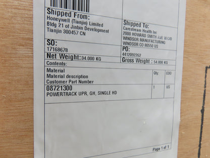 Honeywell 2084 Scanner Upper Powertrack Cable Assembly 11025/08721300