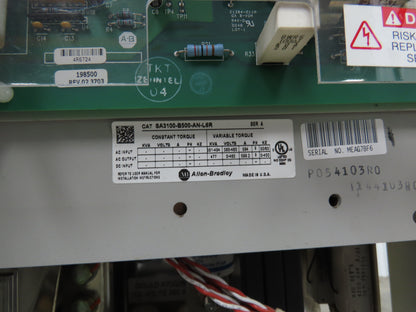 Allen Bradley SA3100-B500-AN-L6R AC Drive VFD 500Hp 460V Ser A 3Ph With Frame