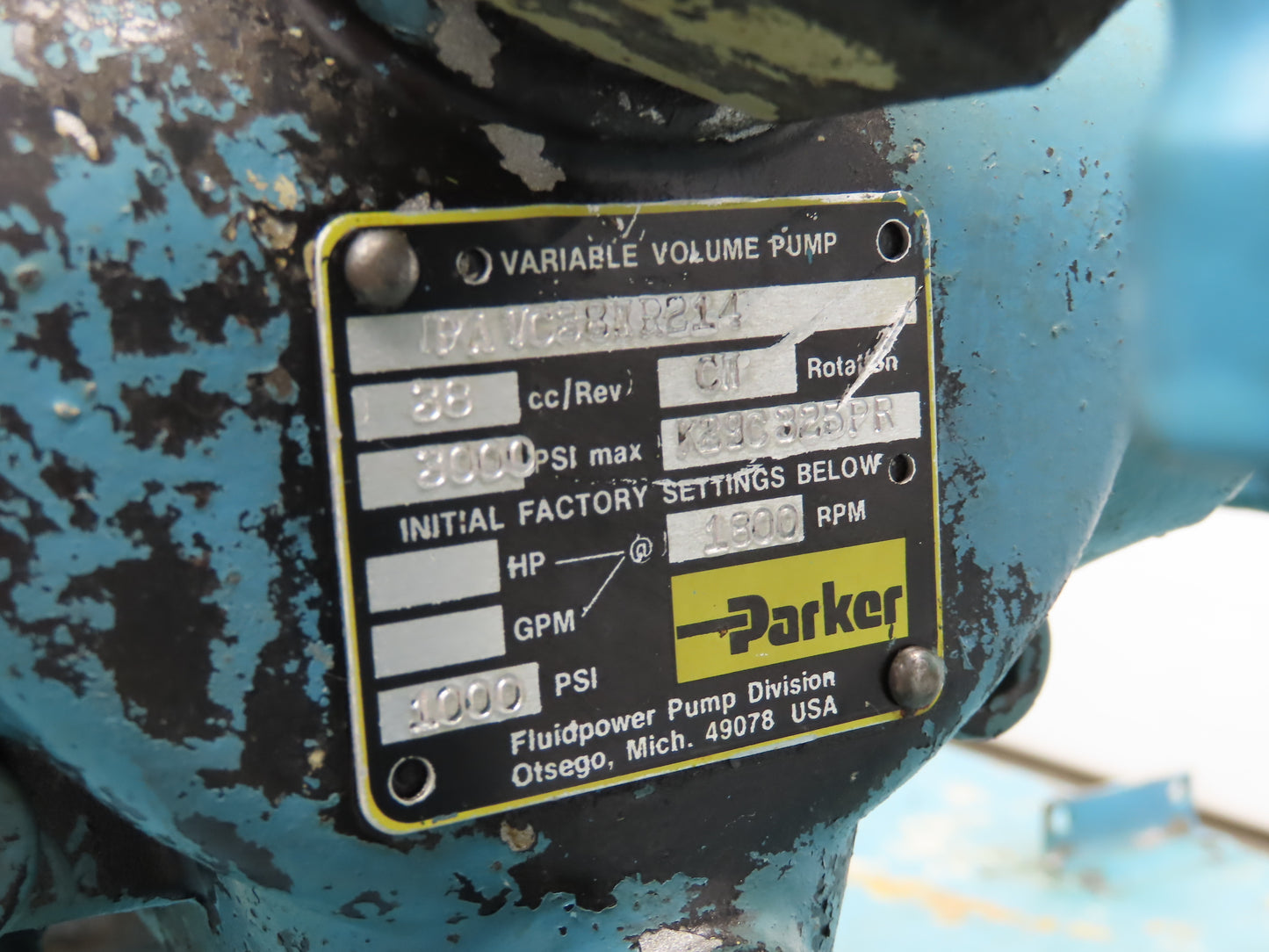 Parker TF 4362C Hydraulic Power Unit 18GPM 230/460V 3Ph 60 Gallon Tank