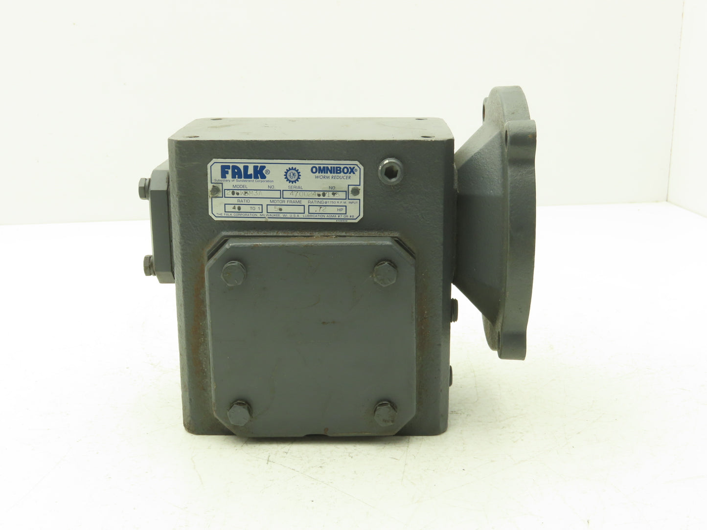 Falk 206WBM3A Worm Gearbox 40:1 Reducer 44rpm 0.72Hp RH 56C