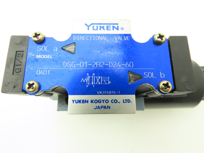 Yuken DSG-01-2B2-D24-60 Hydraulic Directional Valve Solenoid Single Acting