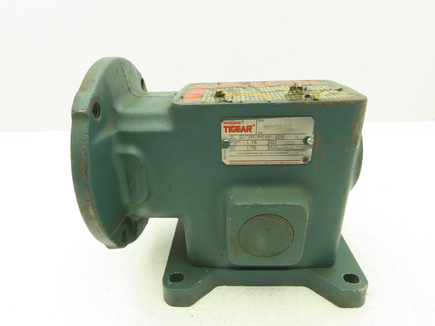 Dodge Tigear Q175B010M140K1 Worm Gearbox 10:1 Reducer 1.7Hp 175rpm 140TC LH