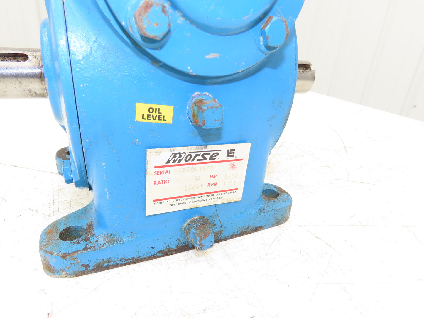 Morse 25CCT Worm Gearbox 30:1 Reducer 1.17Hp 58.3 RPM Dual Shaft 56C