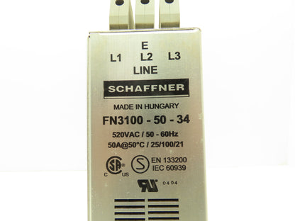 Schaffner FN3100-50-34 Power Line Filter 520V 50A