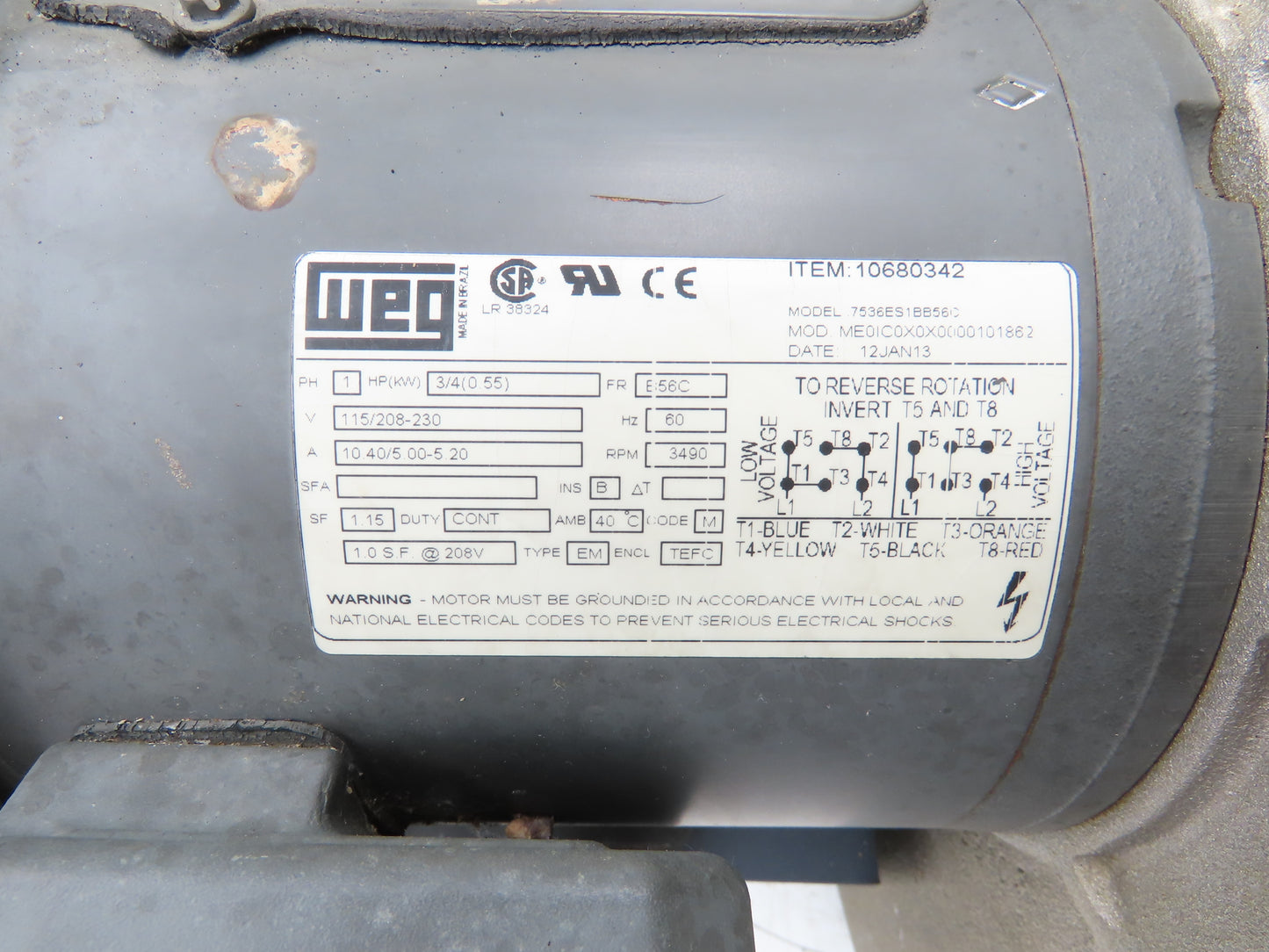 Cincinnati Fan PB-10A Centrifugal Blower 884 CFM 3/4Hp 3490rpm 115/230V 1PH