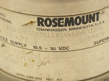 Rosemount 3051S2CG5A2A11X5AWA2WK1I5M5 Pressure Transmitter 0-2000 PSI Base Only